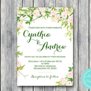 Custom Pink Floral Wedding Invitation Set-Wedding Invitation Printable