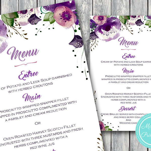 custom-purple-floral-printable-wedding-menu-custom-menu-printable