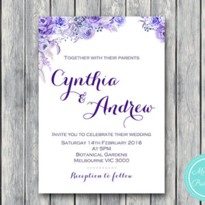 Custom Purple Floral Wedding Invitation Set-Wedding Invitation Printable