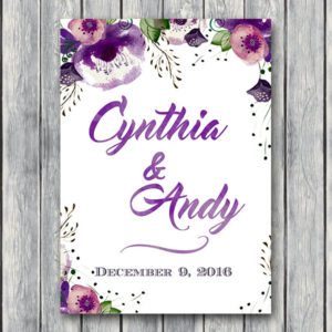 custom-purple-floral-welcome-sign-engagement-welcome-sign