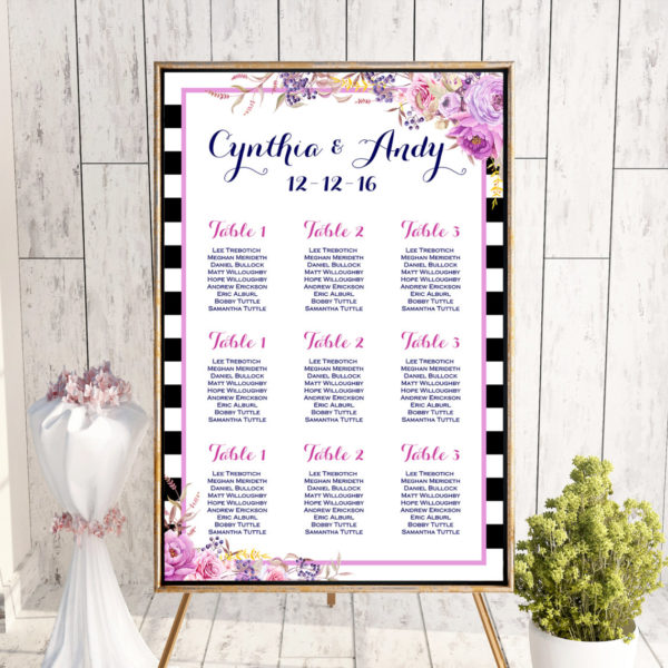 custom-purple-flower-stripes-find-your-seat-chart-printable-seating-chart