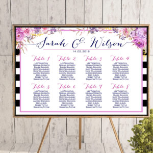 custom-purple-flowers-stripes-find-your-seat-chart-printable-seating-chart-poster