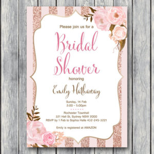 Custom Rose Gold and Pink Bridal Shower Invitation-Wedding Invitation Set