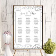 Custom Silver Confetti Find your Seat Chart-Printable Wedding Seating Chart