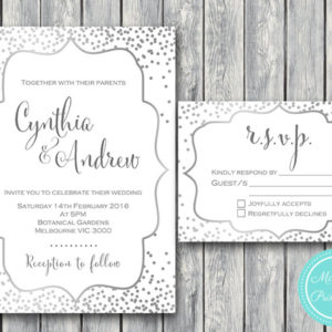 Custom Silver Confetti Wedding Invitation Set-RSVP-Wedding Invitation Printable