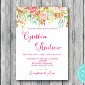 Custom Vibrant Pink Flower Wedding Invitation Set-Wedding Invitation