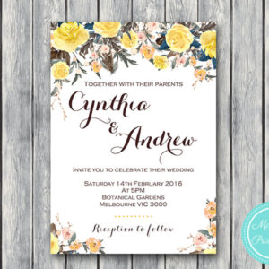 Custom Yellow Rose Wedding Invitation Set-Wedding Invitation Printable