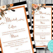 Personalized Autumn Glitter Wedding Menu-Custom Wedding Menu Printable