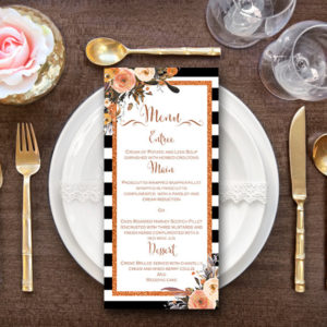 Personalized Autumn Glitter Wedding Menu-Custom Wedding Menu Printable 2