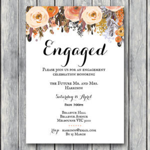 Personalized Fall Autumm Engagement Party Invitation, Printable Invitation