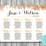 Personalized Fall Autumn Find your Seat Chart-Printable Wedding Seating Chart 2