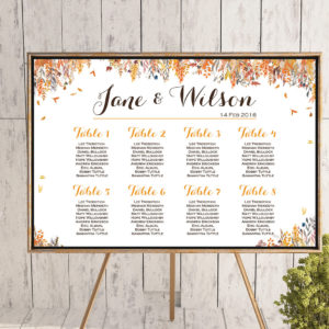 Personalized Fall Autumn Find your Seat Chart-Printable Wedding Seating Chart