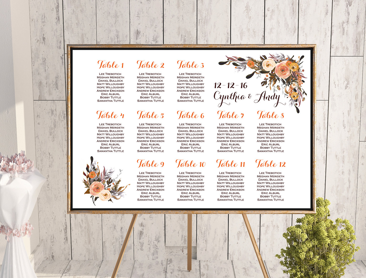 Fall Autumn Floral Wedding Seating Chart Free Wedding Seating Charts