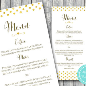 Personalized Gold Confetti Pattern Wedding Menu-Custom Wedding Menu Printable 2