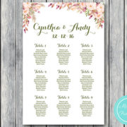 Personalized Pink Floral Find your Seat Chart-Printable Wedding Seating 2