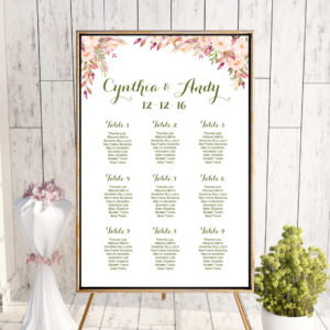 Personalized Pink Floral Find your Seat Chart-Printable Wedding Seating