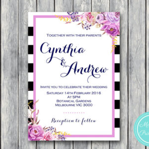 personalized-purple-flowers-stripes-wedding-invitations-bridal-shower-invitation