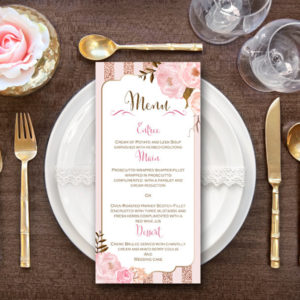 Personalized Rose Gold Wedding Menu-Custom Wedding Menu Printable