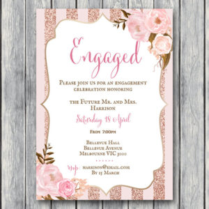 Personalized Rose Gold and Pink Printable Engagement Party Invitation
