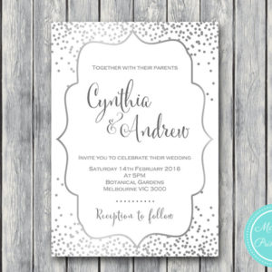Personalized Silver Confetti Wedding Invitations-Bridal shower invitation