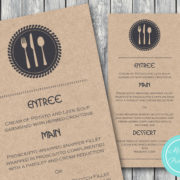Personalized Textured Cutlery Dining Wedding Menu-Custom Wedding Menu Printable