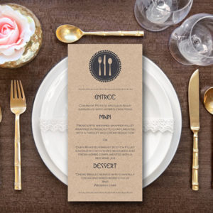 Personalized Textured Cutlery Dining Wedding Menu-Custom Wedding Menu Printable 2
