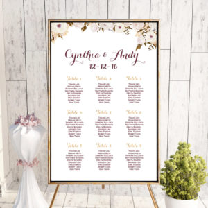 Personalized Vintage Floral Custom Wedding Seating Chart-Wedding Seating Printable Poster