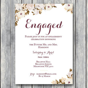 Personalized Vintage Floral Engagement Party Invitation, Printable Invitation