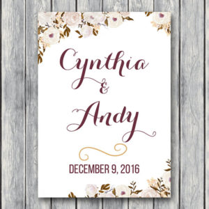 Personalized Vintage Floral Welcome sign-Engagement Welcome Sign