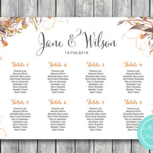 Personalized Wild Vintage Fall Floral Find your Seat Chart-Printable Wedding Seating Poster