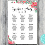 Vibrant Red Peony Find your Seat Chart-Printable Wedding Seating Chart 2