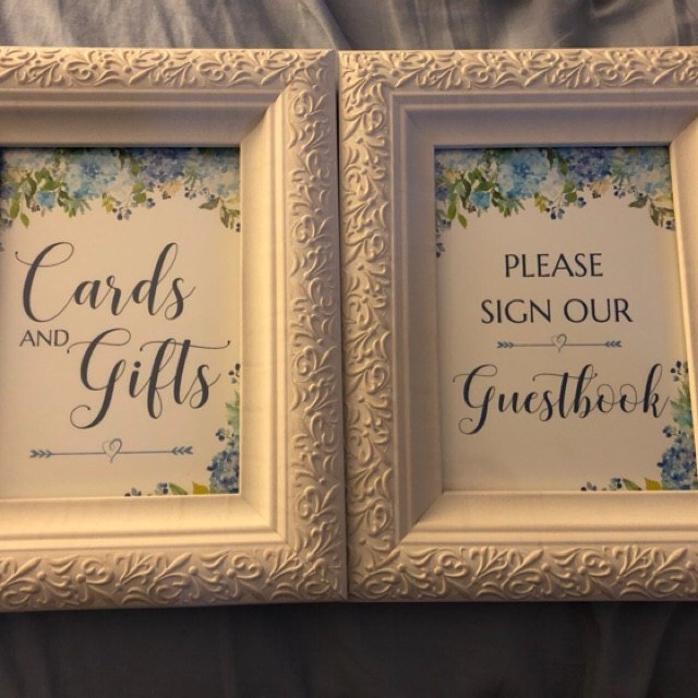 blue hydrangea cards and gift guestbook signs