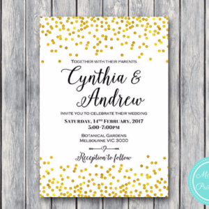 Gold Personalized Wedding Invitations