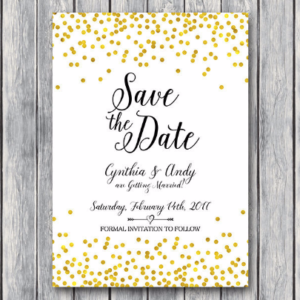 Gold Sprinkle Save The Date Wedding Invitation