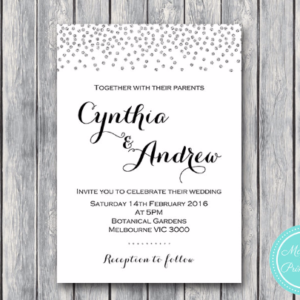 Silver Confetti Personalized Wedding Invitations