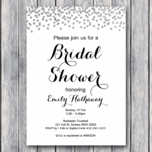 Silver Personalized Wedding Invitations, Bridal shower invitation