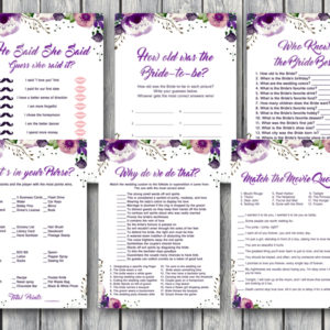 purple floral wedding shower games