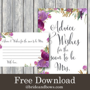 FREE Purple Gold Floral Advice and Wishes Printable