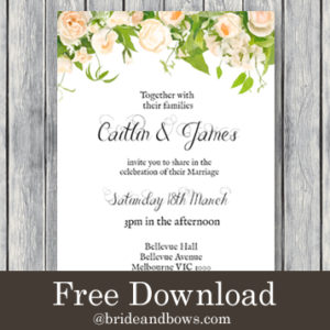 Free Editable Peonies Floral Wedding Invitation Printable