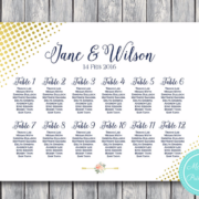 Gold Confetti Find your Seat Chart, Printable Wedding Seating Chart.