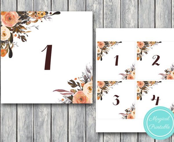 DOWNLOAD Fall Floral Table Numbers