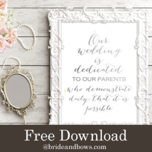 FREE Silver Foil Wedding Dedication Signs Download