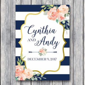 Navy-Gold-Floral-Personalized-Welcom-Wedding-Sign-1