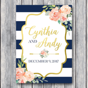 Navy-Gold-Floral-Personalized-Welcome-wedding-sign