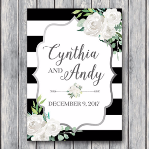 Silver-White-Floral-Personalized-Welcome-Wedding-Sign