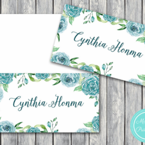 Teal-Floral-File-Wedding-Name-cards-Name-Tags-Printable-Tent-Style-cards