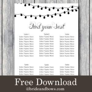 Free Night Light Wedding Chart Printable