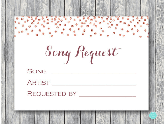 Rose Gold Song Request Card