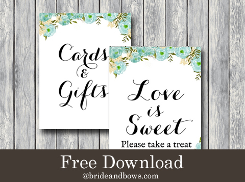 FREE Teal Peonies Love is Sweet, Cards Sign