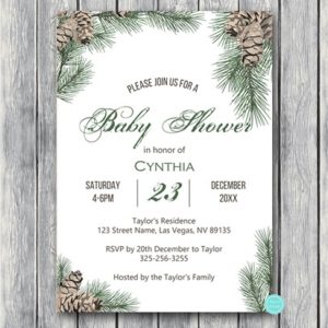 WS73 - winter pinecone baby shower invitation 550